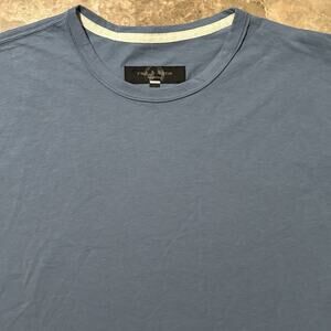Rag And Bone Shirt Mens Large Blue Short Sleeve Thin Raw Hem Thin Cotton